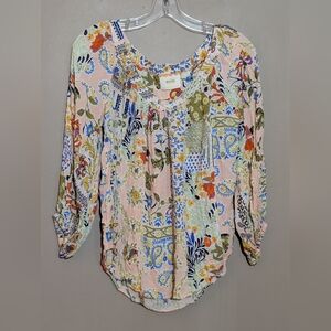 Anthropologie Mauve Floral Shirt, Size:8